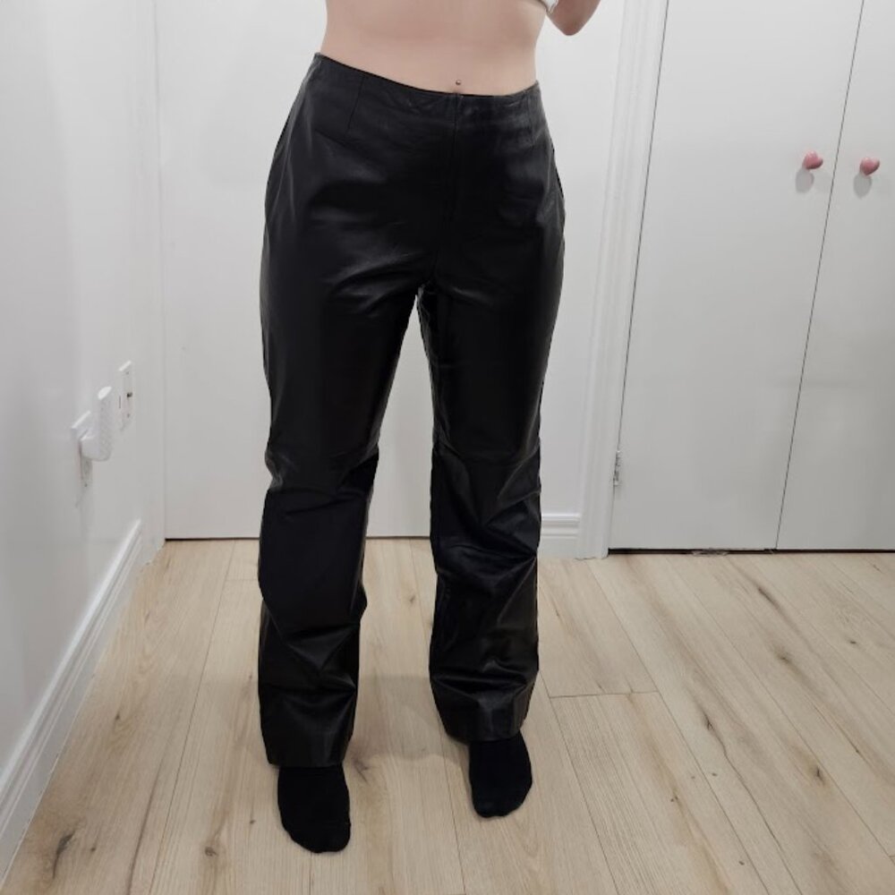Vintage black genuine leather pant size 27